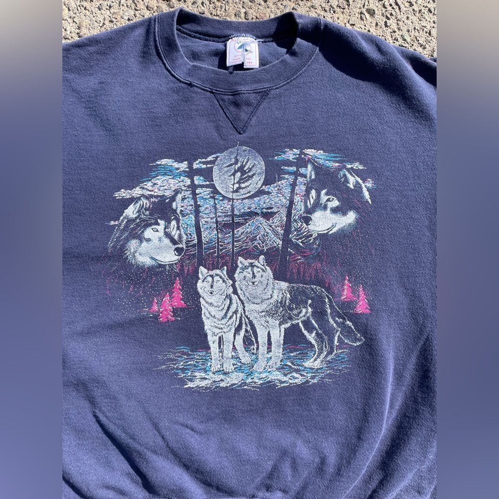 Wolves Wolf Vtg 1990s Delta Crewneck Sweatshirt Men’s Size (XL)